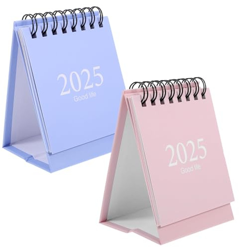 Mini Calendrier de Bureau 2024-2025, Petit Calendrier Familial allant de Juil. 2024 à Déc. 2025, 2025 Calendrier Mensuel de Poche, Calendrier Compact pour l'École, le Bureau et la Maison - 2 Pack