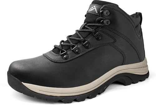 CC-Los Men's Snow Walking Boots | Winter Waterproof Hiking Boot | Segmented Insulation Warm Fur Lined | Black Size 6-13