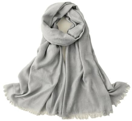 Anevous Damen Weicher Einfarbig Schals, Baumwolle Leichte Damenschal, Elegante Große Schals Tücher, Plain Tücher Schal Stola für Lange Halstuch Damen Geschenk,Hellgrau