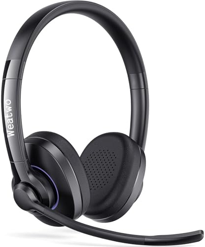 Weatwo Bluetooth Headset Mit CVC8.0 Und ENC Dual Mikrofon Noise Cancelling | Wireless PC Mit Mikrofon, 30+ Std. Sprechzeit, Kabellos für Handy Büro Business Zoom Teams Skype