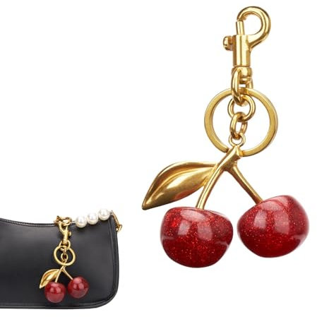 Fonyiunce Kirsch Taschenanhänger, Vielseitiger Schlüsselanhänger, Geldbörsenanhänger Glücksbringer, Kirsch Bag Charm Schlüsselanhänger aus Metall, für Geldbörsen, Taschen, Handtaschen