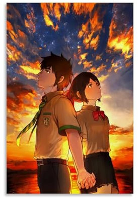 ZHXIAOLDE Póster de anime Kimi No Na Wa. Póster Pintura Decorativa Lienzo Arte de Pared Salón Póster Dormitorio Pintura, Arte de Pared Impresión de Imagen Moderna Decoración de Habitación Familiar 20