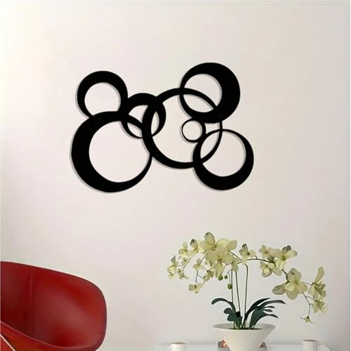 DUOOLN Black Abstract Metal Wall Art, Minimalist Décor Single Line Art Wall Décor, 3D Textured Modern Geometrical Metal Wall Sculptures, for Living Room Bedroom Bathroom Study Room Home Decor