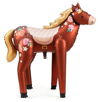 XXXL Pferd Ballon Folienballon Pony Luftballon Kindergeburtstag Mädchen Helium geeignet Pferde Deko Reiterhof Party 100cmFolienluftballon Pferd XXXL)
