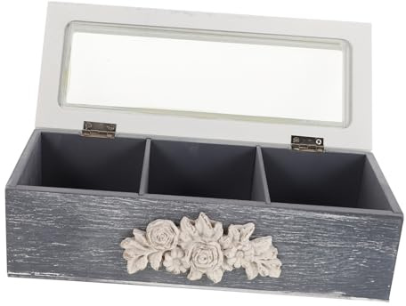ROMISBABA Organisateur à Compartiments Pour Sachets De Thé Et Bijoux Boîte De Rangement Avec Couvercle Transparent Pour Comptoir Accessoires De Cuisine Et Décoration De Desserte