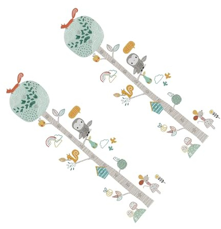 1 Satz Selbstklebender Höhenmessaufkleber mit Tiermotiv für Kinderzimmer | Pvc, Innenwände, Farbiges Waldtier Design, 1 Satz, Kinderfreundliche Wanddeko für Schlafzimmer