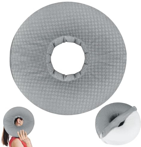 XEERUN Piercing Pillow, Ear Piercing Pillow for Side Sleepers, Donut pillow with hole for ear, Donut Cushion for Ear, Removable cover, Adjustable Filling, Ear Pain Relief, Reduces Ear Pressure (Grey)