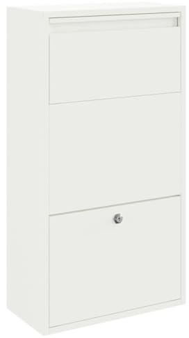 vidaXL Boîte de dépôt de Colis avec Porte Blanc 44 x 22 x 82 cm Acier | Hyper solide face à tous les temps, Un endroit safe pour tes colis, Fini mat blanc, trop stylé
