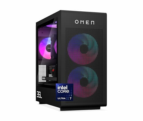 HP OMEN 35L Gaming Desktop Tower PC | Intel® Core™ Ultra 7 265K Processor | 32GB DDR5 RAM | 1TB SSD + 1TB HDD | NVIDIA GeForce RTX 5070 (12 GB dedicated) | Windows 11 | RGB liquid cooler | GT16-0036sa