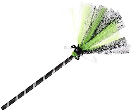 Milisten Scopa Halloween per Scopa Strega Fluorescente Verde Accessorio Cosplay e Decorazione Tema Halloween e Pratica per Bambina