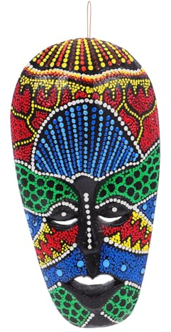 TOGEVAL Máscara Africana Tallada Mano para Decoración de Pared Tribal Escultura Artesanal de Madera Adorno Único Tiki para Hogar y Bar