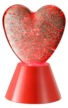 Baroni Home Lampada da Tavolo LED – Design Decorativo con Effetto Magico, Lampada Lava, USB o a Batterie, Lampada Notturna Colorata per Camera da Letto, Soggiorno, Cuore 11x11x16 cm
