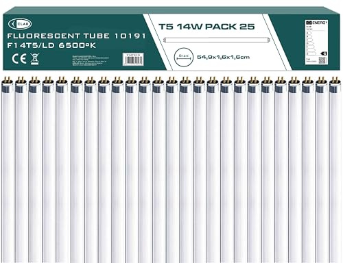 CLAR - Leuchtstoffröhre 60cm, Leuchtstoffröhren, Neonröhre, T5 14W (54,9 cm x 1,6 cm, Pack 25)