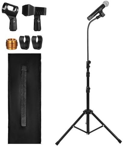 Healifty Soporte de Micrófono Telescópico de Metal Diseño Trípode, Fácil Ajuste y Portátil, Incluye Bolsa para Transporte y Clips de Montaje