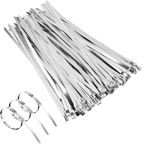 Fascette In Acciaio Inox, 100 Pezzi Fascette Acciaio Inox, 200mm×4.6mm | Fascette Metalliche Autobloccanti Temperatura Resistente Alla Corrosione per Legare Cavi,Tubi di Ferro,Tubo Flessibile