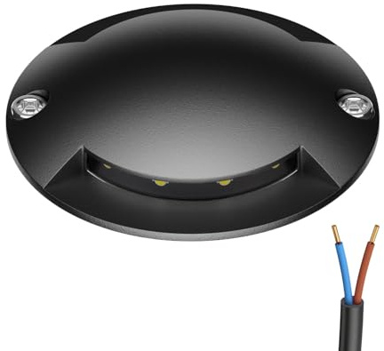 ledscom.de LED markbelysning, vägmarkering RUNDA för utomhusbruk, IP67, 2-flammig, antracit, rund, 70mm Ø, varmvit