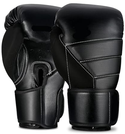 Boxhandske 6/8/10/12/14 oz boxningshandskar professionella vuxna Sanda Muay Thai kamphandskar män och kvinnor träning sandsäckstrid (svart, 10 oz)