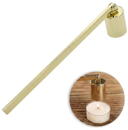 KIMHOME 1 éteignoir à bougies, en acier inoxydable galvanisé avec long manche pour éteindre en toute sécurité la plupart des bougies et aromathérapie (doré)