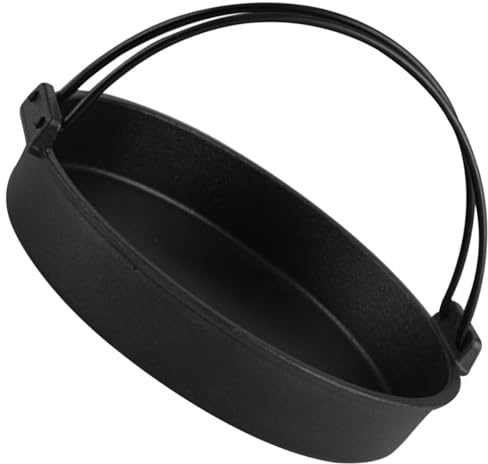VICASKY Poêle à Fondue Japonaise Sukiyaki en Fonte Épaisse 18 Cm, Pot à Double Oreille en Fer, Ustensile Cuisine pour Cuisinière Gaz et Plaque Industrielle, Outil de Cuisson Antidérapant