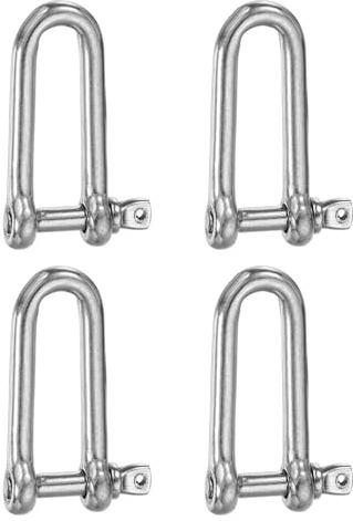 PATIKIL Grilletes de anillo en D, (5/32 pulgadas, 4 mm, 3 piezas), acero inoxidable 304, grillete de tornillo extendido en D, resistente, mini horquilla de arco, apto para exteriores, cadena, barco