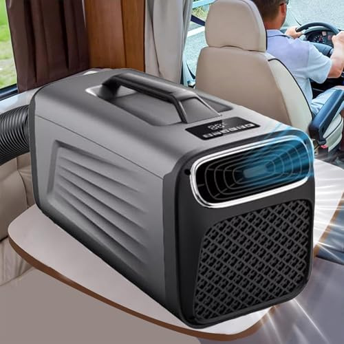 GIZMIT RV AC Unit, 5200 BTU 2-in-1 Portable Air Conditioner, 400W Quiet Camping AC Unit with Compressor, Low Power Consumption for Tent, RV, Cooling + Dehumidify + Fan + Sleep Mode + 24h Timer Gray