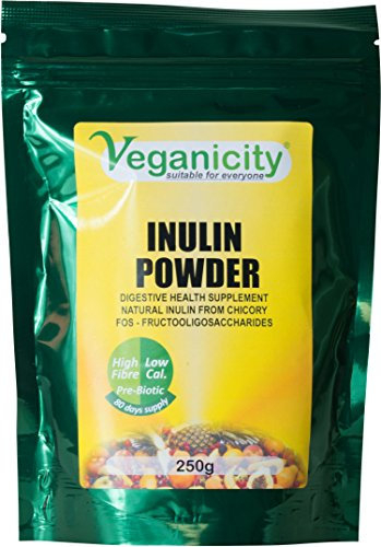 Veganicity Inulin Powder (FOS - Fructooligosaccharides) : Pre-Biotic Digestive Health Supplement: 250g