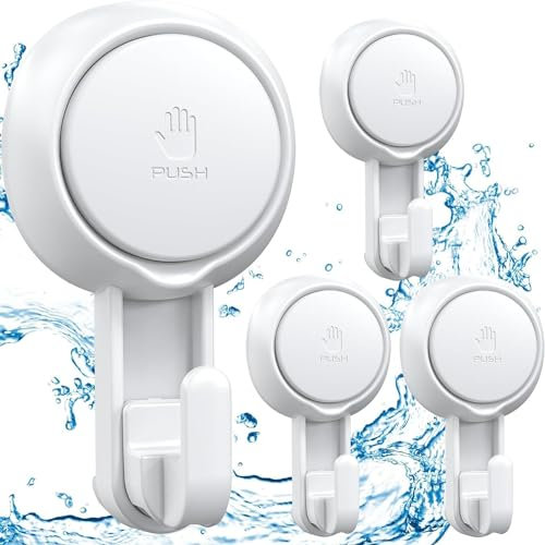 Luxear Ganci Ventosa Bagno 2 Pezzi, Senza Foratura e Senza Ruggine Gancio a Ventosa per Piastrelle, Appendino da Doccia Super Portante da 5KG per Cucina Parete Doccia Vetro Piastrelle, Bianco