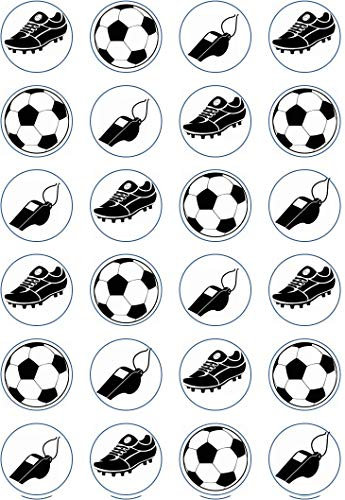 UES 24 x Edible Cupcake Toppers - Rice / Wafer Paper (Football)