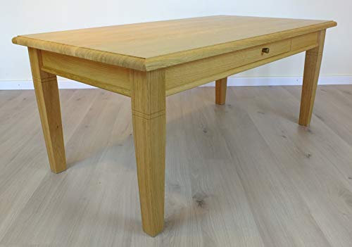 Couchtisch/Wohnzimmertisch/Sofatisch 'Landhaus mit Schublade' 130 x 70 cm - Höhe 55 cm Eiche Massiv - Holzplatte mit Profilfräsung Qualität 'Made in Germany'