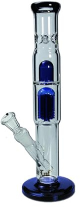 Black Leaf Wasserpfeife, PERCOLATOR-Bong, EIS-Bong | 38 cm, NS 19 (18,8mm), NS 14 (14,5mm) | blau | 5 mm dickes, robustes BOROSILIKATGLAS | Baum-Perkolator | von bong-discount