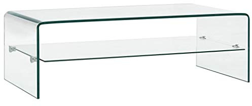 Festnight Table Basse Transparent Table de Salon en Verre Trempé 98 x 45 x 31 cm