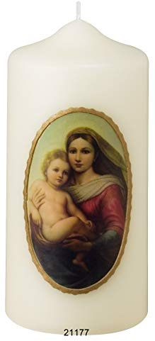 Marienkerzen 150 x 70 mm, Tischmarienkerze, Maria mit Jesuskind