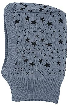 maximo Baby-Schlupfmütze, Sturmhaube, doppelwandig, grau/Carbon, Jacquard, Sterne, Gr. 45