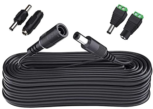 GTIWUNG 10 Meter Verlängerungskabel, 5,5 mm x 2,1 mm DC 12V Netzteil Verlängerung Verbinder Draht, Verlängern Zusätzliche 32.8FT Länge + 5,5 mm x 2,1 mm Männlich und Weiblich DC-Stecker Buchse