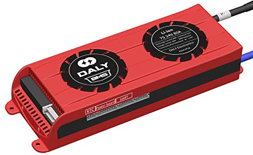 Daly Smart BMS 7S Li-Ion 24V 80A, Placa Protección Inteligente de Batería de Litio, con Bluetooth, Equilibrio, Ventilador para Almacenamiento de Energía Solar en el hoga, Inversor