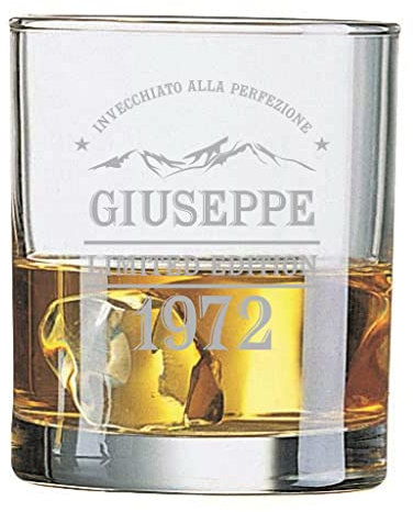 Colorfamily Bicchiere da Whisky PERSONALIZZABILE con nome e anno Incisione Invecchiato alla perfezione - Idea regalo