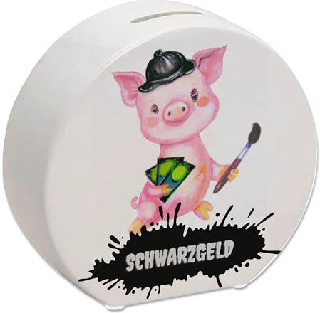 Schwarzgeld Spardose mit Schweinchen Motiv tolle Sparbüchse für alle die Ihr Schwarzgeld gerne sparen möchten Schweinchen Schwein Schwarzgeld Schwarzarbeit