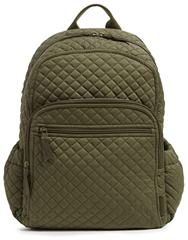 Vera Bradley Women's Cotton Campus Backpack, Climbing Ivy Green - Recycled Cotton, One Size