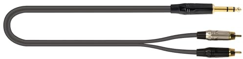 QUIK LOK - JUST JS2RCA-1 Cavo Adattatore Jack Stereo 6.3mm TRS a 2 RCA Maschio, 1m, Nero