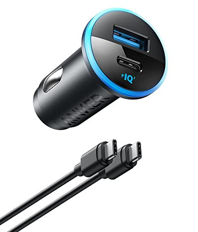 Anker USB C Autoladeadapter (52,5W), 323 Dual Port Handyladegerät Auto mit PowerIQ 3.0, Schnellladeleistung, Kompatibel mit Samsung Galaxy S23/22/ iPhone 14/13 Google Pixel Sony LG (Mit USB-C Kabel)