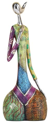 ZHANYUN Bunte Frau Skulptur - Abstrakte Kunst Yoga Figur Deko Für Wohnzimmer - Bunt Gemalte Ölgemälde Statue Für Heimdekorationen (B)