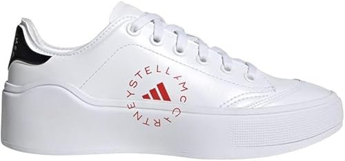 adidas by Stella McCartney Unisex Court Shoes, Cloud White/Active Red/Cloud White, Cloud White/Active Red/Cloud White, 9.5 US Women/8.5 US Men