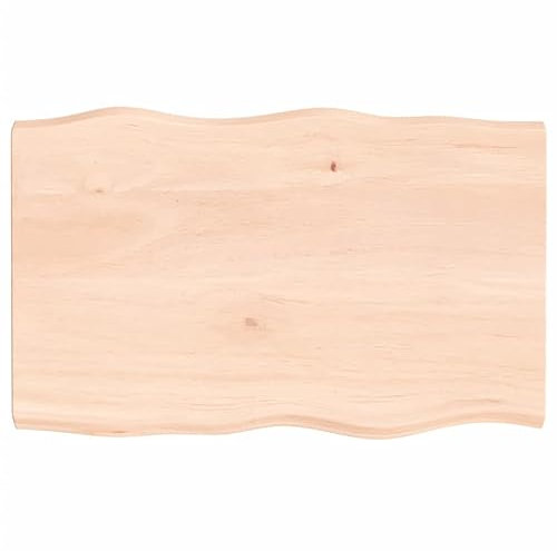 SKM Tablero de mesa 80 x 50 x 4 cm, madera maciza de roble sin tratar, borde de árbol, peso: 8,2 kg, 363876