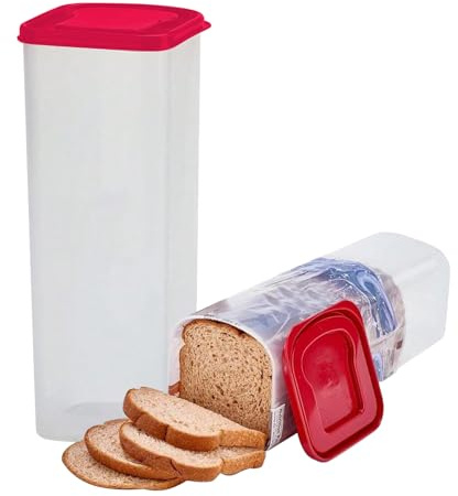 Skeadex Boîte à Pain avec Couvercle Scellé, Boite à Pain verticale, Boite a Pain pour Baguette en Plastique, Fraîcheur Durable, Rangement pour Pains, Biscuits et Gâteaux (rouge)