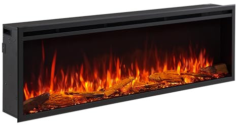 FLAMME 60/152cm Castello Platinum Smart Inset Media Wall Electric Fireplace Compatible with Alexa and Google Assistant Deep Fuel Bed Perfect for Media Wall