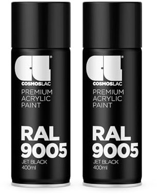 COSMOS LAC Sprühlack Sprühdose - 400ml - Sprühfarbe für den DIY-Bereich, geeignet für alle Oberflächen - Lackspray 2, RAL 9005 - schwarz glänzend
