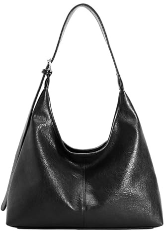 JiaDanweng Damen Crossbody Bag Schwarz Leder Schultertasche Henkeltasche Handtaschen Umhängetasche Elegant Groß für Frauen - Handytasche Klein mit Schultergurt, Handy, Shopping Tasche