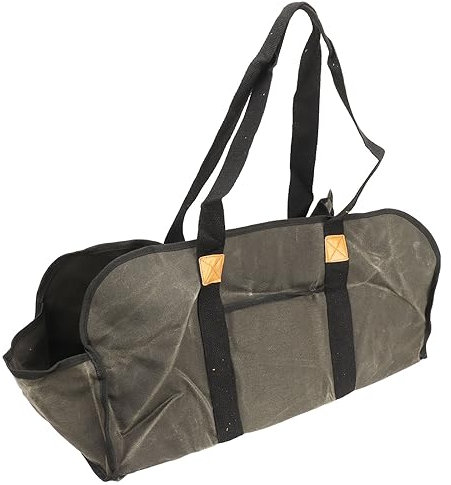 XHTLLO Canvas-Holztragetasche, Große Kapazität, Verstärkte Griffe, Holztragetasche, Wasserdichter, Faltbarer, Rutschfester Brennholzhalter, Für Camping-Holzfeuerofen, Kamin
