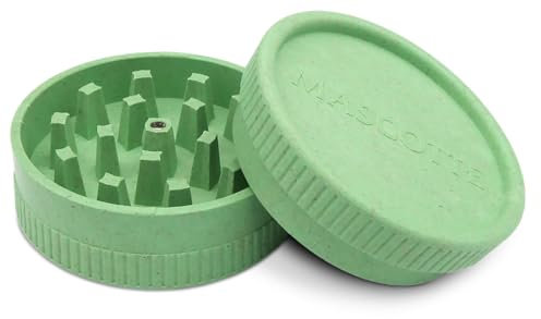 MASCOTTE Grinder de cáñamo, verde, 55 mm, trituradora para hierbas y tabaco, molinillo compacto, molinillo de especias para especias, juego de 2 piezas