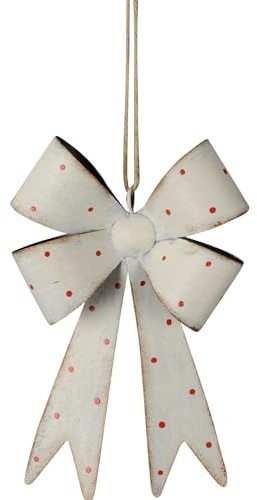 Metallschleife - Deko Schleife groß für Türkranz -25cm - weiß rot - Wandschmuck - Wetterfest - Türschmuck Haustür - Weihnachtsdeko - Garten Deko